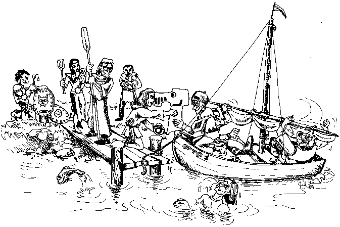 Spieler bauen ein Boot